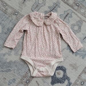 Baby Gap Infant Girls Tiny Hearts Collared Bodysuit Sz6-12m